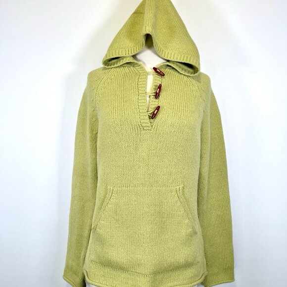 Vintage Banana Republic 100% Wool Light Green Toggle Button Sweater Small Y2K - Picture 2 of 10